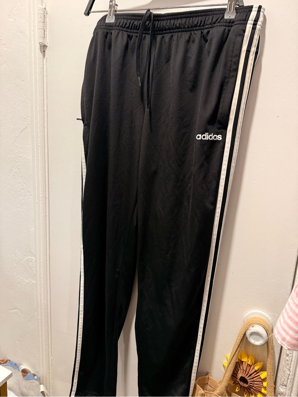 adidas Black Joggers with White Side Stripes